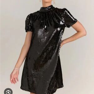 New York Co Lena Sparkling Black Mini Dress Size M